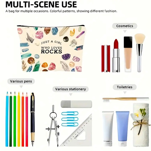 Rock Pattern Design - Lightweight, Foldable, Zippered Casual Cosmetic Case NWT - Picture 2 of 4